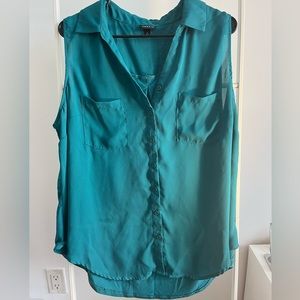 TORRID casual teal sleeveless button top size 1